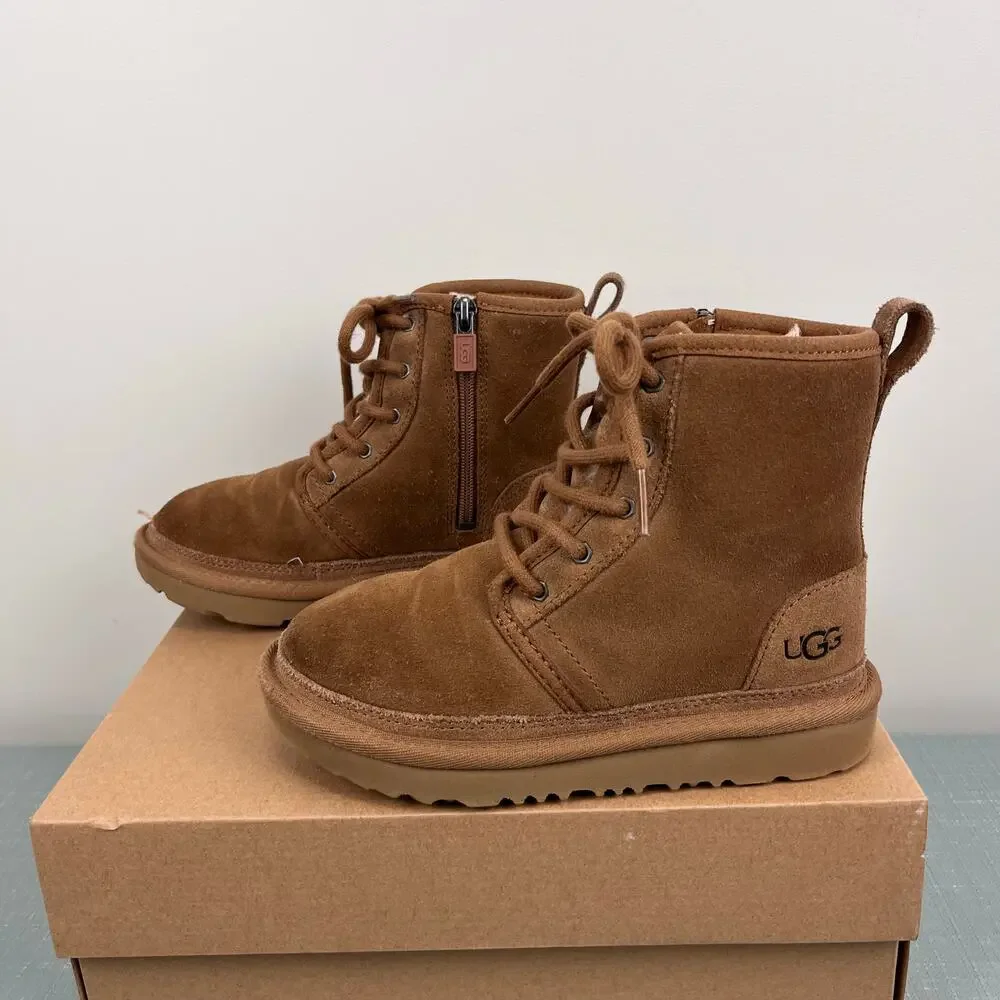 Ugg Kids' Neumel High Suede Sheepskin Chukka Boot Chestnut 13